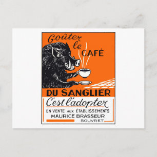 Postal Publicidad del Café belga antiguo