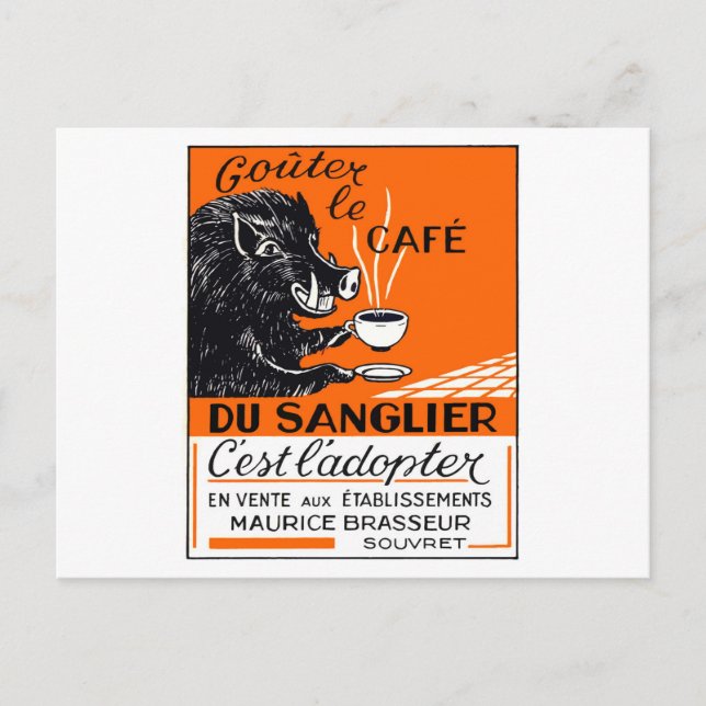 Postal Publicidad del Café belga antiguo (Anverso)