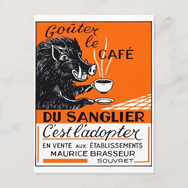 Postal Publicidad del Café belga antiguo (Anverso)