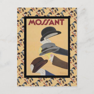 Postal Publicidad del vintage, moda del francés, gorras
