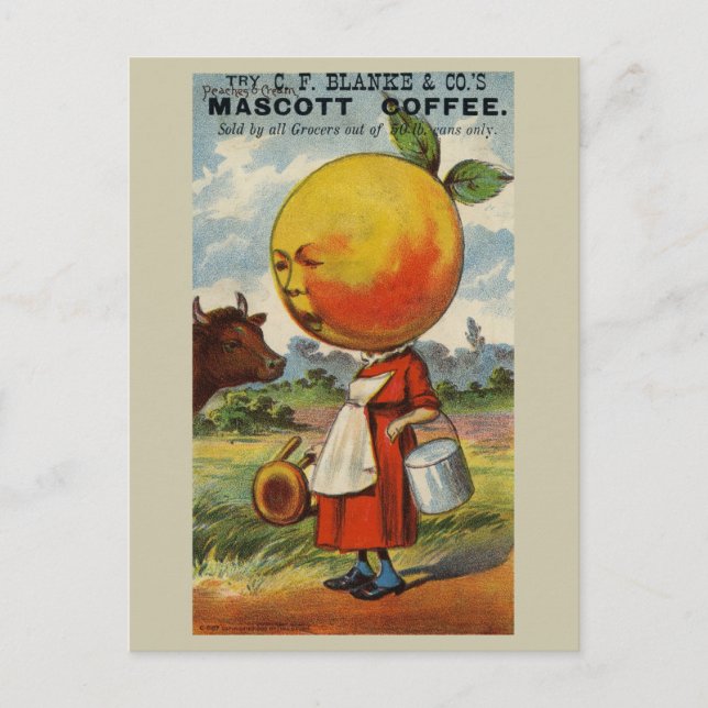 Postal Publicidad divertida de café retro vintage (Anverso)