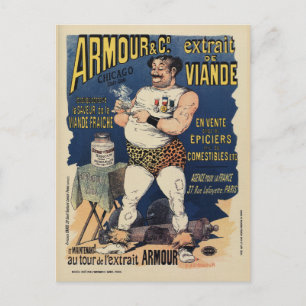 Postal Publicidad divertida de extracto de carne vintage