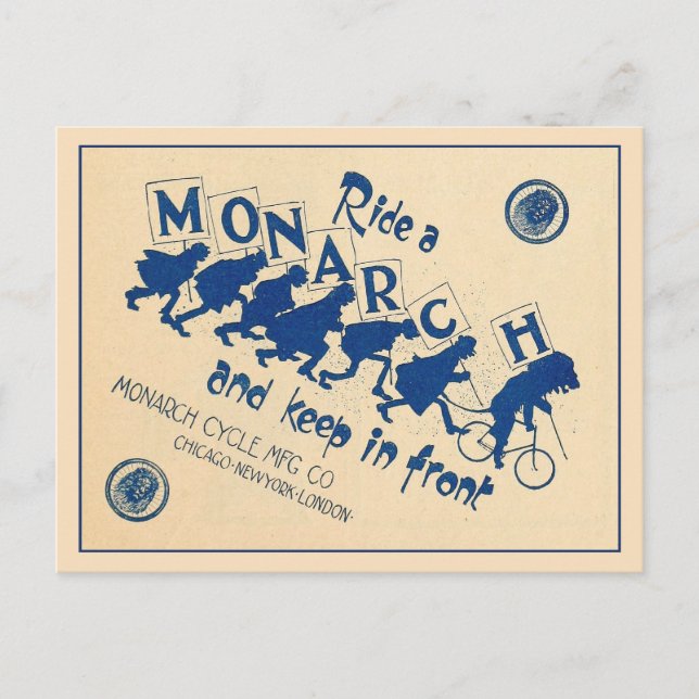 Postal Publicidad en bicicleta del ciclo del monarca vint (Anverso)