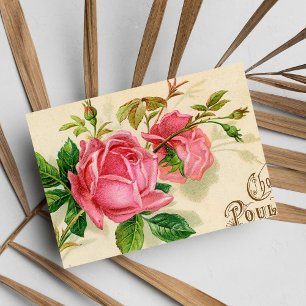 Postal Publicidad francesa vintage Girly Red Roses