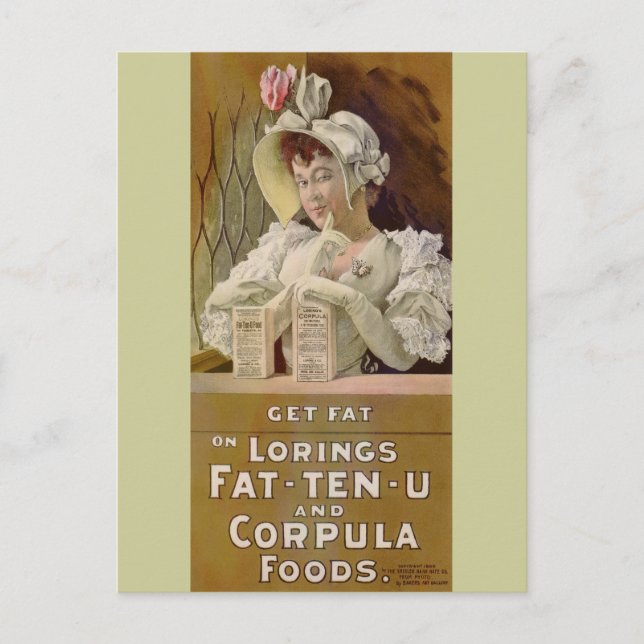Postal Publicidad para obtener tablas de alimentos grasos (Anverso)