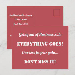 Postal Publicidad por correo directo fuera de la venta co