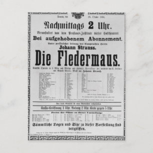 Postal Publicidad poster Die Fledermaus por Johann