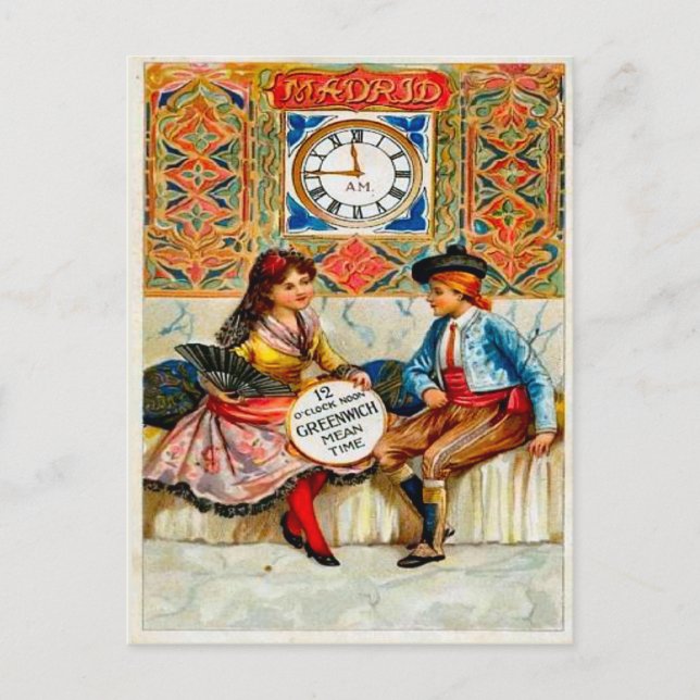 Postal Publicidad vintage, Afiche de viajes, Madrid (Anverso)