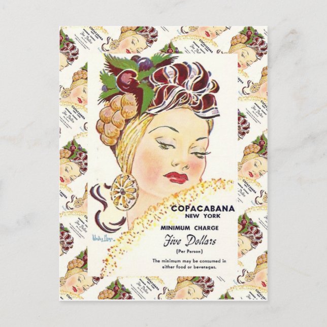 Postal Publicidad vintage, Copacabana, Nueva York (Anverso)