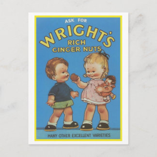 Postal Publicidad vintage de las nueces de jengibre de Wr