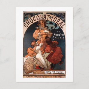 Postal publicitaria de chocolate Art Nouveau vinta