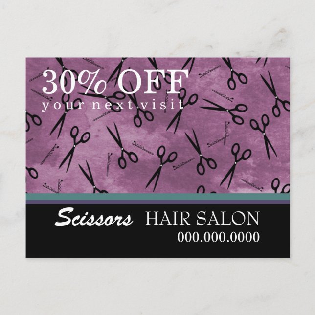 Postal publicitaria de Hair Salon Business (Anverso)