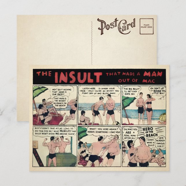 Postal publicitaria de músculo vintage (Anverso / Reverso)