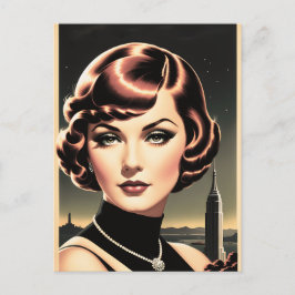 Postal publicitaria para una peluquería vintage