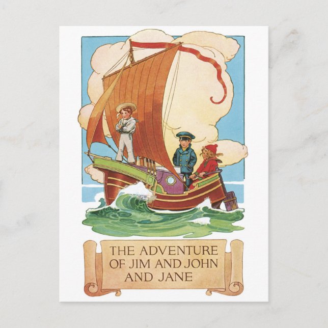 Postal publicitaria vintage - Jim, John & Jane (Anverso)