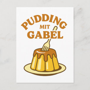 Postal Pudding con tenedor diseño divertido