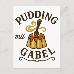 Postal Pudding con tenedor diseño divertido