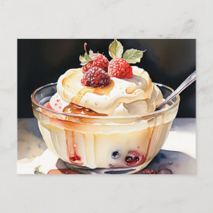 Postal Pudín acuarela cremoso con líneas suaves