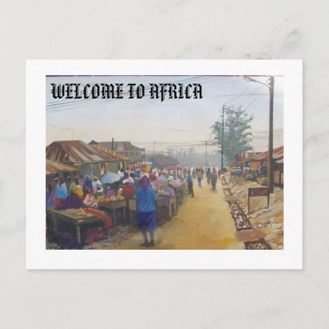 Postal pueblo, BIENVENIDOS A ÁFRICA (Anverso)