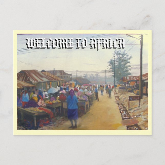 Postal pueblo, BIENVENIDOS A ÁFRICA (Anverso)