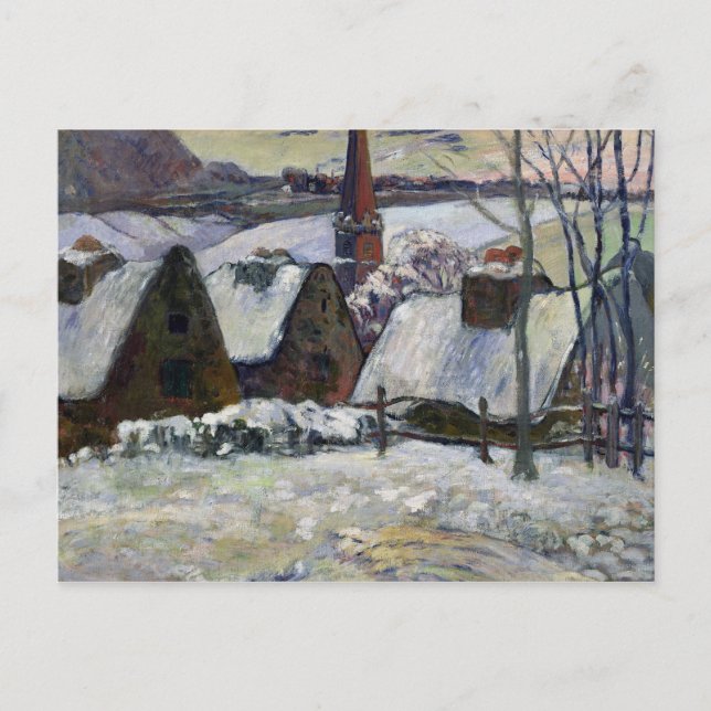 Postal Pueblo bretón bajo la nieve, 1894 (Anverso)
