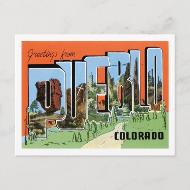 Postal Pueblo Colorado Viaje América (Anverso)