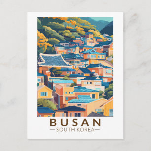 Postal Pueblo cultural Busan Gamcheon viaje arte vintage