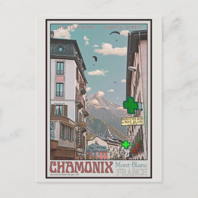 Postal Pueblo de Chamonix (blanco) (Anverso)