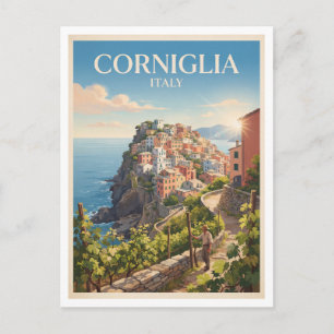 Postal Pueblo de Corniglia sobre el Mar de Liguria Italia