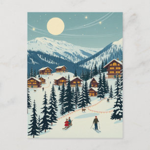 Postal Pueblo de Esquí de los Alpes Suizos Invierno Viaje