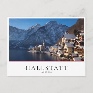 Postal Pueblo de Hallstatt en la nieve en invierno