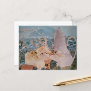 Postal Pueblo de helado surrealista collage