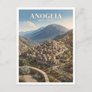 Postal Pueblo de montaña Anogeia Grecia