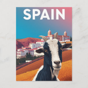 Postal Pueblo de montaña caprichoso retro España Cabra Vi