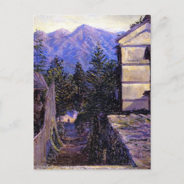 Postal Pueblo de montaña, Japón por Lilla Cabot Perry (Anverso)