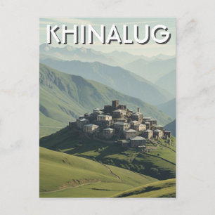 Postal Pueblo de montaña Khinalug en Azerbaiyán