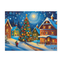 Pueblo de nieve en la víspera de los Navidades