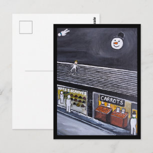 Postal Pueblo de Nieve Pintura de Alfred Fox