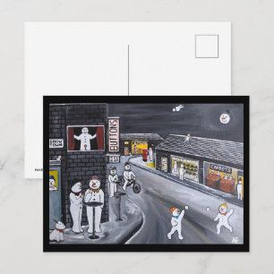 Postal Pueblo de Nieve Pintura de Alfred Fox