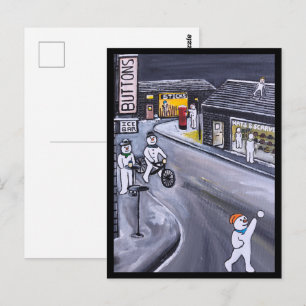 Postal Pueblo de Nieve Pintura de Alfred Fox