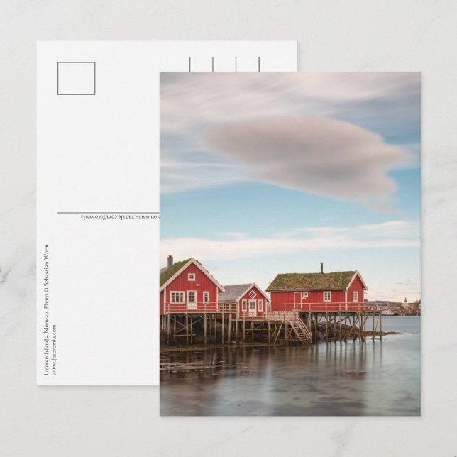Postal Pueblo de pescadores Lofoten Noruega (Anverso / Reverso)