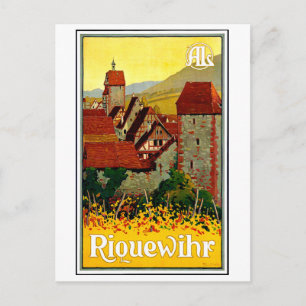 Postal pueblo de Riquewihr, Alsacia, Francia, viajes vint