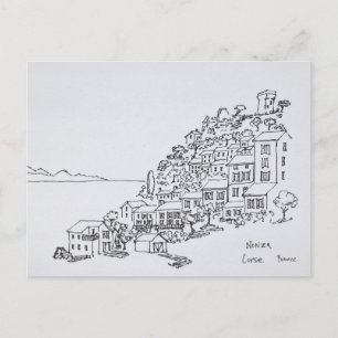 Postal Pueblo en la cima de una colina de Nonza Córcega