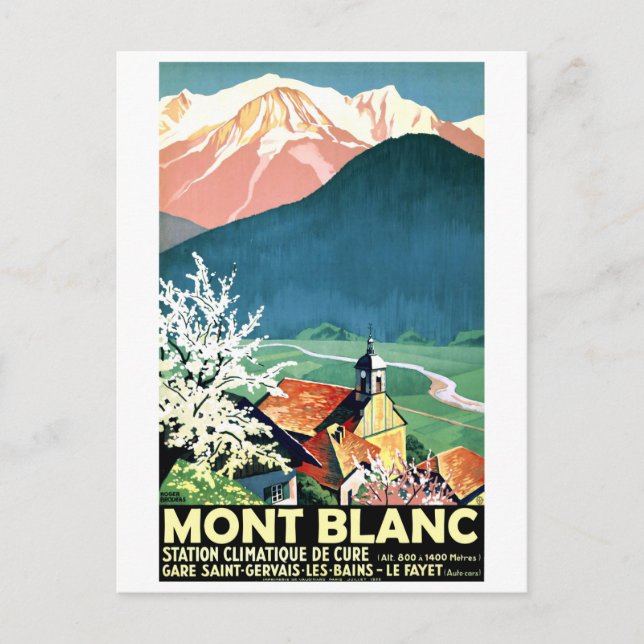 Postal Pueblo en Mont Blanc, Francia (Anverso)
