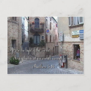 Postal Pueblo italiano con calle de las escrituras