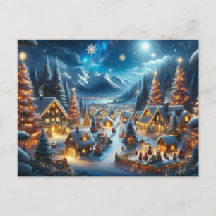 Postal Pueblo Mágico de Navidad bajo la Luz de la Luna y