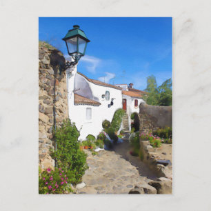 Postal Pueblo mediterráneo de acuarela