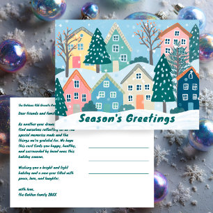 Postal Pueblo navideño invernal nevado Navidad PERSONALIZ