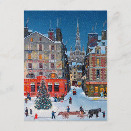 Postal Pueblo navideño vintage