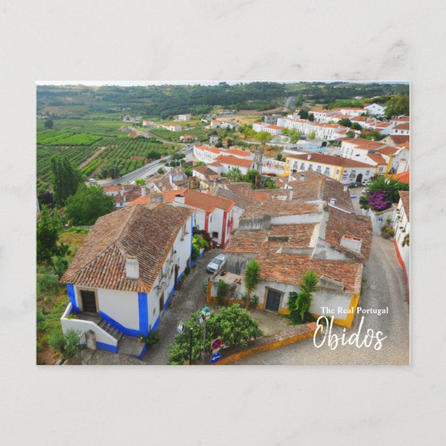 Postal Pueblo Obidos - El Portugal Real (Anverso)